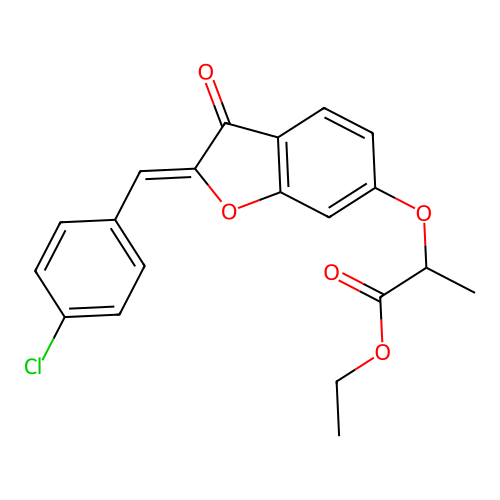 (Z)-ethyl 2-((2-(4-chlorobenzylidene)-3-oxo-2,3-dihydrobenzofuran-6-yl)oxy)propanoate structure