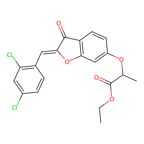 ethyl 2-{[(2Z)-2-(2,4-dichlorobenzylidene)-3-oxo-2,3-dihydro-1-benzofuran-6-yl]oxy}propanoate structure