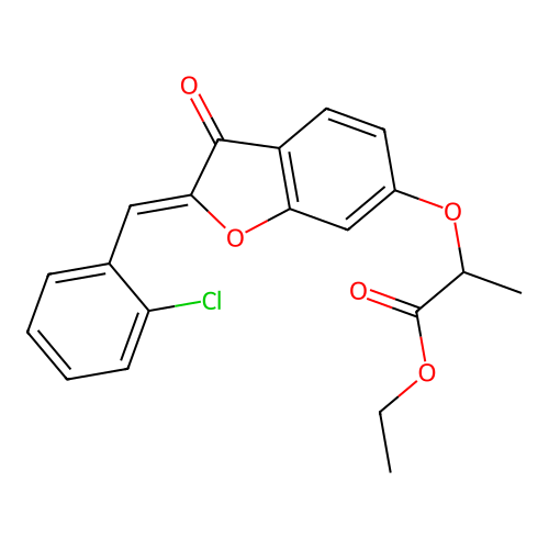 (Z)-ethyl 2-((2-(2-chlorobenzylidene)-3-oxo-2,3-dihydrobenzofuran-6-yl)oxy)propanoate structure
