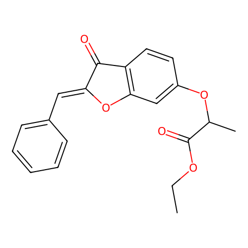 (Z)-ethyl 2-((2-benzylidene-3-oxo-2,3-dihydrobenzofuran-6-yl)oxy)propanoate structure