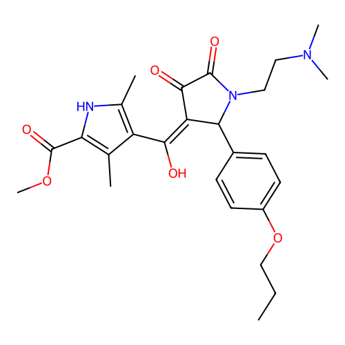 methyl 4-({1-[2-(dimethylamino)ethyl]-4-hydroxy-5-oxo-2-(4-propoxyphenyl)(3-py rrolin-3-yl)}carbonyl)-3,5-dimethylpyrrole-2-carboxylate structure