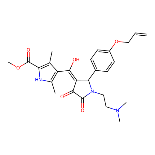 methyl 4-({1-[2-(dimethylamino)ethyl]-4-hydroxy-5-oxo-2-(4-prop-2-enyloxypheny l)(3-pyrrolin-3-yl)}carbonyl)-3,5-dimethylpyrrole-2-carboxylate structure