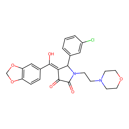 4-(2H-1,3-benzodioxole-5-carbonyl)-5-(3-chlorophenyl)-3-hydroxy-1-[2-(morpholin-4-yl)ethyl]-2,5-dihydro-1H-pyrrol-2-one structure