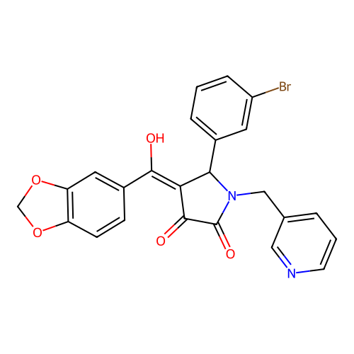 4-(2H-1,3-benzodioxole-5-carbonyl)-5-(3-bromophenyl)-3-hydroxy-1-[(pyridin-3-yl)methyl]-2,5-dihydro-1H-pyrrol-2-one structure