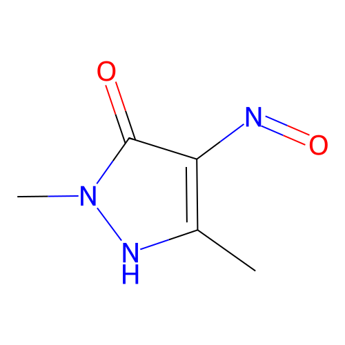 4-hydroxyimino-1,3-dimethyl-4,5-dihydro-1H-pyrazol-5-one structure