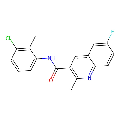 N-(3-chloro-2-methylphenyl)-6-fluoro-2-methylquinoline-3-carboxamide structure
