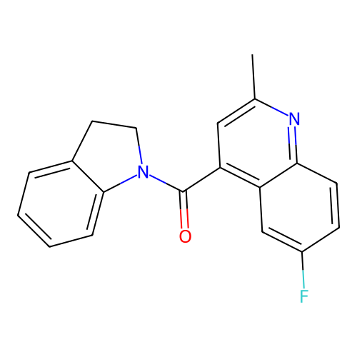 2,3-Dihydroindol-1-yl-(6-fluoro-2-methyl-4-quinolinyl)methanone structure