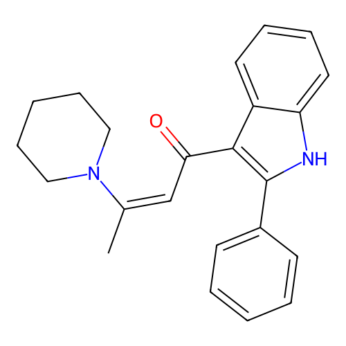 2-Buten-1-one, 1-(2-phenyl-1H-indol-3-yl)-3-(1-piperidinyl)- structure
