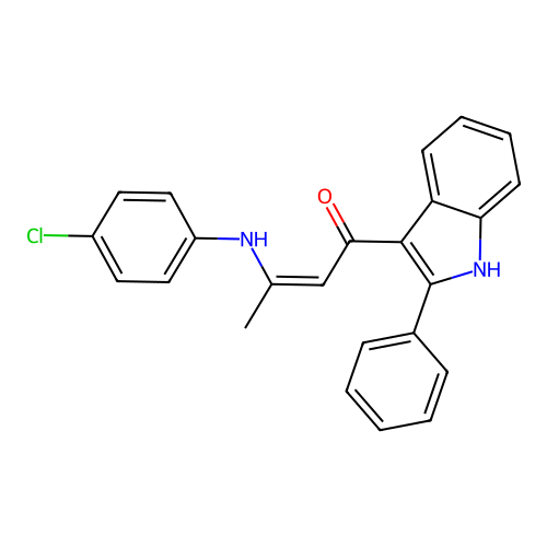 2-Buten-1-one, 3-((4-chlorophenyl)amino)-1-(2-phenyl-1H-indol-3-yl)- structure