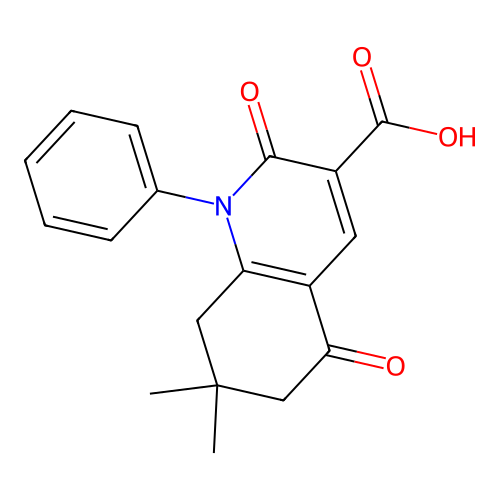 7,7-Dimethyl-2,5-dioxo-1-phenyl-1,2,5,6,7,8-hexahydroquinoline-3-carboxylic acid structure