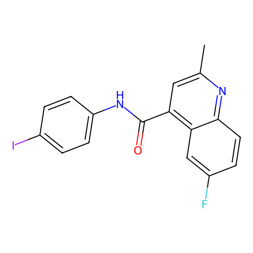 6-fluoro-N-(4-iodophenyl)-2-methylquinoline-4-carboxamide structure