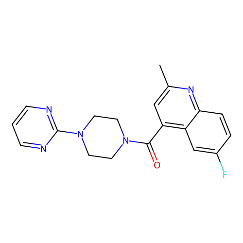 (6-Fluoro-2-methylquinolin-4-yl)(4-(pyrimidin-2-yl)piperazin-1-yl)methanone structure