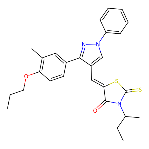 (5Z)-3-SEC-BUTYL-5-{[3-(3-METHYL-4-PROPOXYPHENYL)-1-PHENYL-1H-PYRAZOL-4-YL]METHYLENE}-2-THIOXO-1,3-THIAZOLIDIN-4-ONE structure