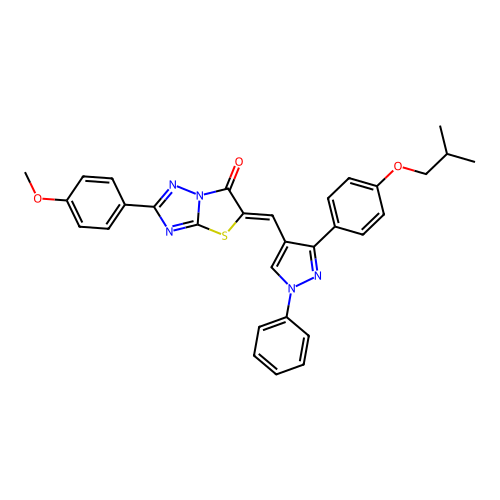 (5Z)-5-{[3-(4-isobutoxyphenyl)-1-phenyl-1H-pyrazol-4-yl]methylene}-2-(4-methoxyphenyl)[1,3]thiazolo[3,2-b][1,2,4]triazol-6(5H)-one structure
