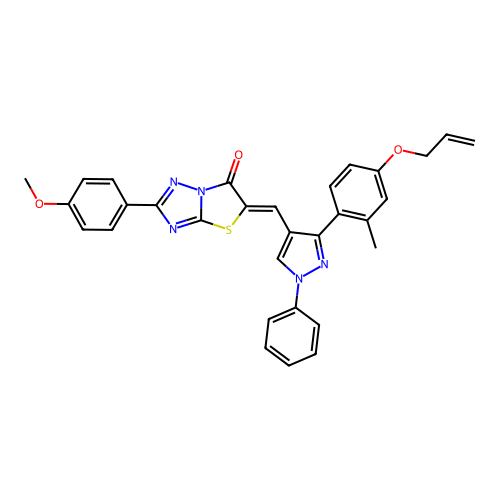 5-((3-(4-(Allyloxy)-2-methylphenyl)-1-phenyl-1H-pyrazol-4-yl)methylene)-2-(4-methoxyphenyl)thiazolo[3,2-b][1,2,4]triazol-6(5H)-one structure