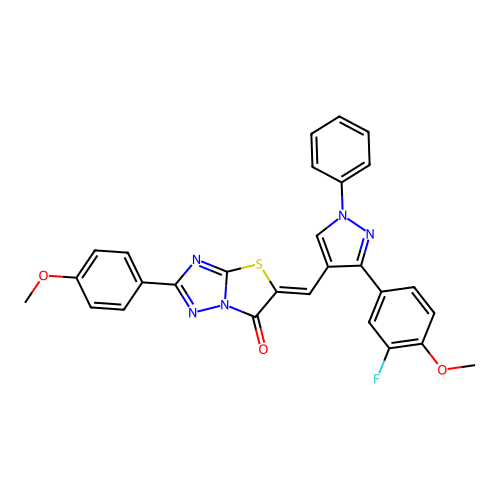 (5Z)-5-{[3-(3-FLUORO-4-METHOXYPHENYL)-1-PHENYL-1H-PYRAZOL-4-YL]METHYLENE}-2-(4-METHOXYPHENYL)[1,3]THIAZOLO[3,2-B][1,2,4]TRIAZOL-6(5H)-ONE structure