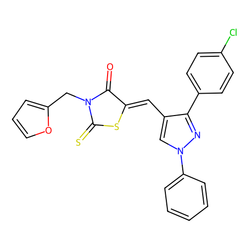 (5Z)-5-{[3-(4-CHLOROPHENYL)-1-PHENYL-1H-PYRAZOL-4-YL]METHYLENE}-3-(2-FURYLMETHYL)-2-THIOXO-1,3-THIAZOLIDIN-4-ONE structure