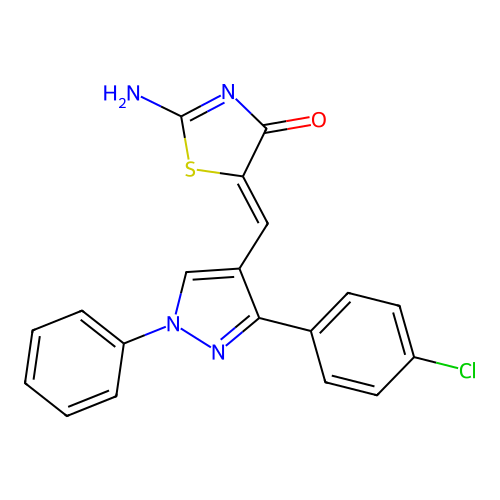 5-((3-(4-CL-PH)-1-PH-1H-Pyrazol-4-YL)methylene)-2-imino-1,3-thiazolidin-4-one structure