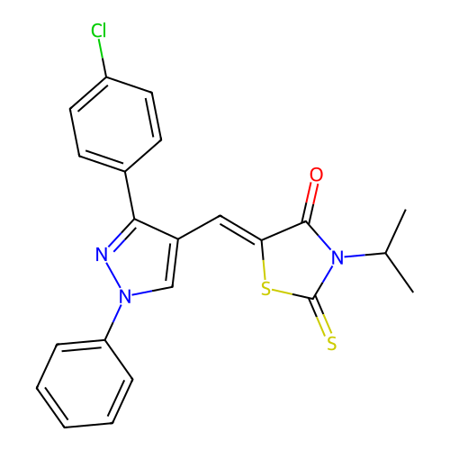 5-((3-(4-Chlorophenyl)-1-phenyl-1H-pyrazol-4-yl)methylene)-3-isopropyl-2-thioxothiazolidin-4-one structure