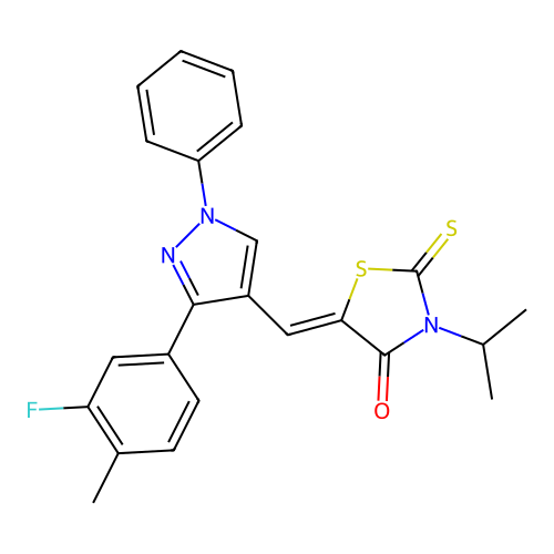(5Z)-5-{[3-(3-FLUORO-4-METHYLPHENYL)-1-PHENYL-1H-PYRAZOL-4-YL]METHYLENE}-3-ISOPROPYL-2-THIOXO-1,3-THIAZOLIDIN-4-ONE structure