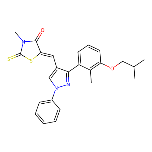 (5Z)-5-{[3-(3-ISOBUTOXY-2-METHYLPHENYL)-1-PHENYL-1H-PYRAZOL-4-YL]METHYLENE}-3-METHYL-2-THIOXO-1,3-THIAZOLIDIN-4-ONE structure