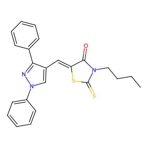 3-BU-5-((1,3-Diphenyl-1H-pyrazol-4-YL)methylene)-2-thioxo-1,3-thiazolidin-4-one structure
