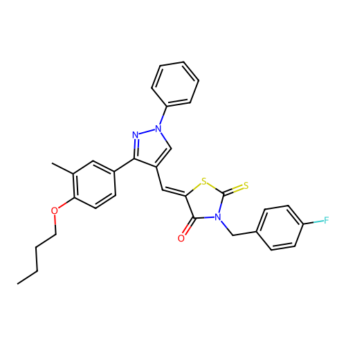 (5Z)-5-{[3-(4-BUTOXY-3-METHYLPHENYL)-1-PHENYL-1H-PYRAZOL-4-YL]METHYLENE}-3-(4-FLUOROBENZYL)-2-THIOXO-1,3-THIAZOLIDIN-4-ONE structure