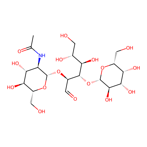 galactopyranosyl-1-4-N--acetylglucosaminyl-1-2-mannopyranose structure