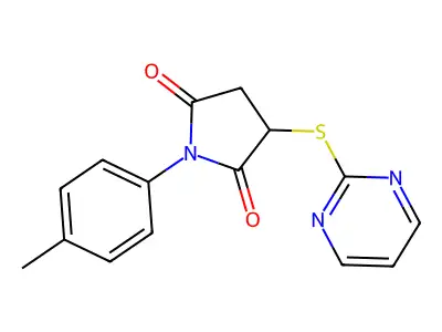 1-(4-Methylphenyl)-3-[(pyrimidin-2-yl)sulfanyl]pyrrolidine-2,5-dione structure