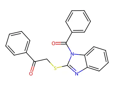 1H-Benzimidazole, 1-benzoyl-2-[(2-oxo-2-phenylethyl)thio]- structure