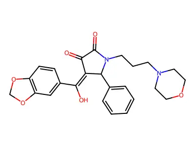 4-(2H-1,3-benzodioxole-5-carbonyl)-3-hydroxy-1-[3-(morpholin-4-yl)propyl]-5-phenyl-2,5-dihydro-1H-pyrrol-2-one structure