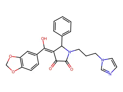 4-(2H-1,3-benzodioxole-5-carbonyl)-3-hydroxy-1-[3-(1H-imidazol-1-yl)propyl]-5-phenyl-2,5-dihydro-1H-pyrrol-2-one structure
