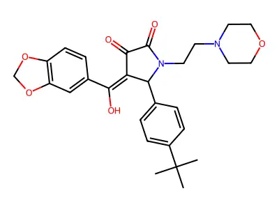 4-(2H-1,3-benzodioxole-5-carbonyl)-5-(4-tert-butylphenyl)-3-hydroxy-1-[2-(morpholin-4-yl)ethyl]-2,5-dihydro-1H-pyrrol-2-one structure