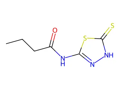 N-(5-mercapto-1,3,4-thiadiazol-2-yl)butyramide structure