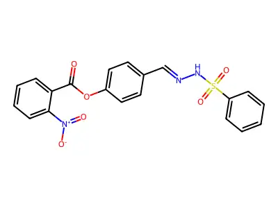 [4-[(E)-(benzenesulfonylhydrazinylidene)methyl]phenyl] 2-nitrobenzoate structure