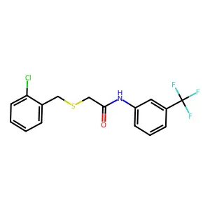 2-{[(2-Chlorophenyl)methyl]sulfanyl}-N-[3-(trifluoromethyl)phenyl]acetamide structure