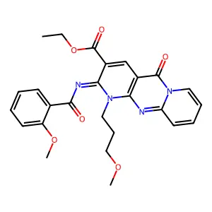 Ethyl (2E)-2-[(2-methoxybenzoyl)imino]-1-(3-methoxypropyl)-5-oxo-1,5-dihydro-2H-dipyrido[1,2-a:2',3'-d]pyrimidine-3-carboxylate structure