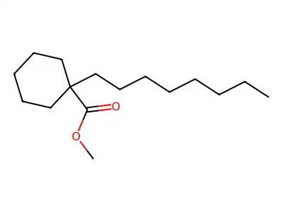 Cyclohexanecarboxylic acid, 1-octyl-, methyl ester structure