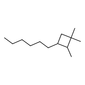 3-Hexyl-1,1,2-trimethylcyclobutane structure
