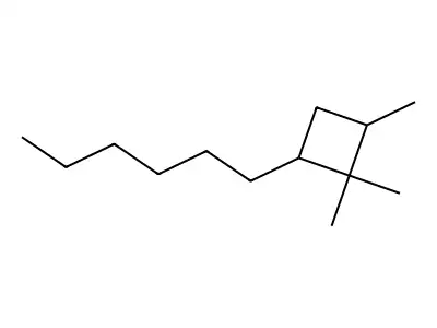 2-Hexyl-1,1,4-trimethylcyclobutane structure