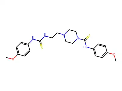 N-(4-Methoxyphenyl)-4-(2-(3-(4-methoxyphenyl)thioureido)ethyl)piperazine-1-carbothioamide structure