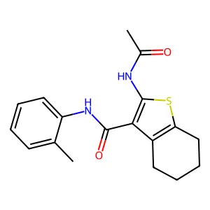 2-acetamido-N-(2-methylphenyl)-4,5,6,7-tetrahydro-1-benzothiophene-3-carboxamide structure