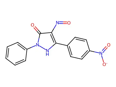 5-(4-nitrophenyl)-4-nitroso-2-phenyl-1H-pyrazol-3-one structure