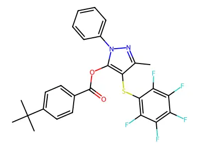 [5-methyl-4-(2,3,4,5,6-pentafluorophenyl)sulfanyl-2-phenylpyrazol-3-yl] 4-tert-butylbenzoate structure