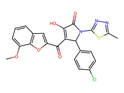 5-(4-chlorophenyl)-3-hydroxy-4-(7-methoxy-1-benzofuran-2-carbonyl)-1-(5-methyl-1,3,4-thiadiazol-2-yl)-2,5-dihydro-1H-pyrrol-2-one structure