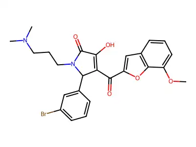 1-[3-(dimethylamino)propyl]-5-(3-bromophenyl)-3-hydroxy-4-[(7-methoxybenzo[d]f uran-2-yl)carbonyl]-3-pyrrolin-2-one structure