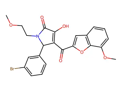 5-(3-bromophenyl)-3-hydroxy-4-(7-methoxy-1-benzofuran-2-carbonyl)-1-(2-methoxyethyl)-2,5-dihydro-1H-pyrrol-2-one structure