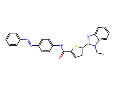 2-Thiophenecarboxamide, 5-(1-ethyl-1H-benzimidazol-2-yl)-N-[4-(2-phenyldiazenyl)phenyl]- structure