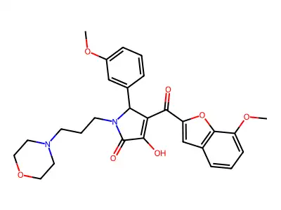 3-hydroxy-4-[(7-methoxy-1-benzofuran-2-yl)carbonyl]-5-(3-methoxyphenyl)-1-[3-(morpholin-4-yl)propyl]-1,5-dihydro-2H-pyrrol-2-one structure