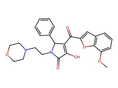 3-Hydroxy-4-[(7-methoxybenzo[d]furan-2-yl)carbonyl]-1-(2-morpholin-4-ylethyl)-5-phenyl-3-pyrrolin-2-one structure